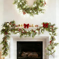 2PCS 6Ft Artificial Norfolk Pine Garlands, Real Touch Winter Christmas Garland, Green Artificial Greenery Garland for Table, Mantle, Wall, Indoor, Outdoor Christmas Decorations (2, 6FT)