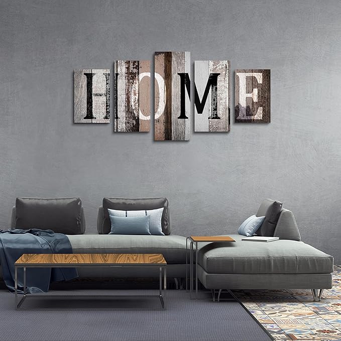 LUDUHU Love Sanctuary Canvas Print Wall Art - 5 Pieces Sweet Home Sign Wall Art,white Home Sweet Heart Painting,modern Family Wall Decor (G,Oversize 60x30inch)