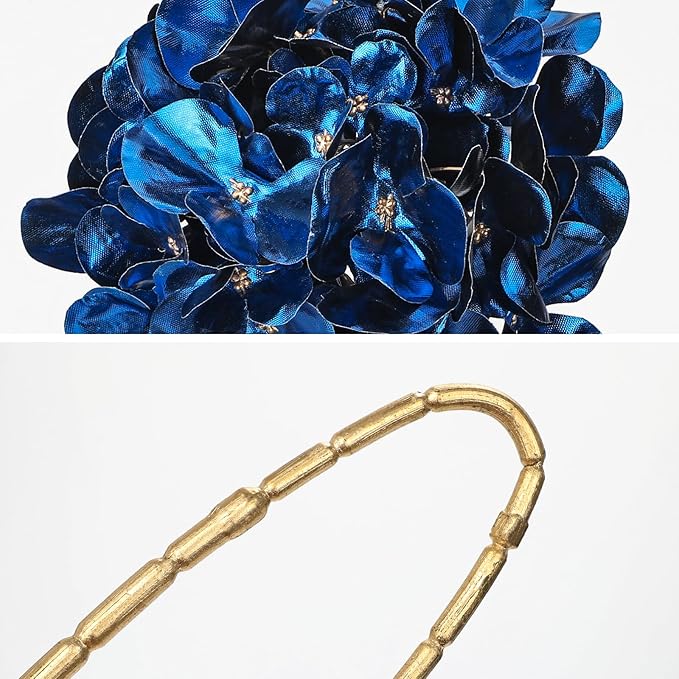 Hollyone 3Pcs Artificial Hydrangea Flowers Blue Christmas Ornaments Flowers 26inch Fake Hydrangea Flower Floral Arrangements Bouquets Xmas Faux Hydrangeas Stems Wedding Party Christmas Home Decor