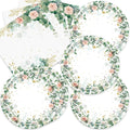 Sage Green Floral Paper Plates and Napkins for Eucalyptus Leaves Birthday Decorations 40Pcs Bridal Baby Shower Decorations Serve 20 Summer Tea Party Plates and Napkins Sets Supplies