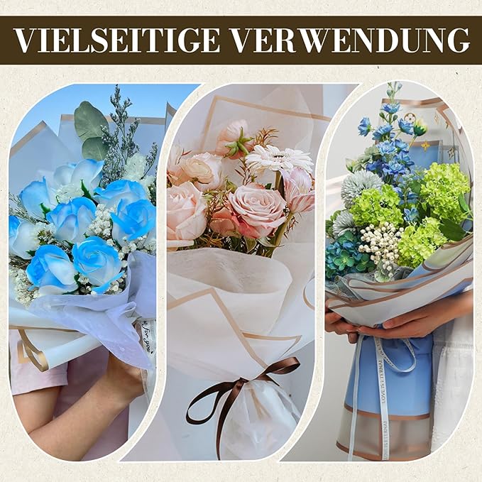 Tuojecuk Flower Bouquet Wrapping Paper, 20 Sheet Waterproof Floral Bouquet Wrapping Paper, Florist Supplies Packaging Paper for Wedding Birthday Gift (White)
