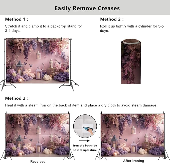 YongFoto Elegant Flower Wall Backdrop 8x6.5ft Floral Butterfly Candle Photography Background Baby Bridal Shower Wedding Girl Birthday Party Banner Room Decor Portrait Photoshoot Wallpaper Photo Booth