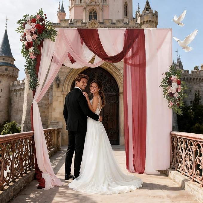 Artificial Wedding Arch Flowers Kit (Pack of 5),2pcs Artificial Hanging Flower Arch Decor,for Wedding Ceremony Arbor Reception Backdrop Rose Floral Party Outdoor Decoration Red