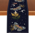 Gothic Moth Table Runner, Boho Gothic Floral Butterfly Sun Moon Mystical Witchy Starlight Coffee Table Center Decor for Home Kitchen Dining Patio Holiday Party Table Decorations 13x90 inches