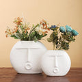 Ajuny Face Vase Set of 2 – White Ceramic Vases, Decorative Abstract Face Design for Wall, Bedroom, Modern Farmhouse Accent, Living Room, Coffee Table, Office