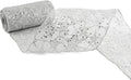 MEEDEE 6 Inch Wide Wired Ribbon Silver Glitter Mesh Web Wired Edge Ribbon by 10 Yards Roll Silver Wired Mesh Ribbons for Christmas Tree, Garland, Holiday Wreaths, Bows, Centerpiece, Gift Wrapping