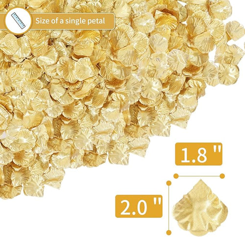 1000 Pcs Artificial Fake Rose Petals,Flower Petals for Romantic Night, Engagement, Party, Wedding, Event Flower Decorations, in Bulk(Gold)