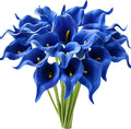 Mandy's PU Royal Blue Calla Lily Artificial Flowers 20 Stems 13.5in Faux Realistic Centerpiece for Thanksgiving and Christmas Decorations DIY Bridal Bouquet Home Décor