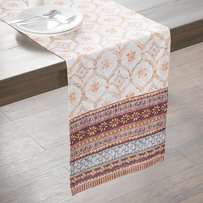 Maison d' Hermine Table Runner 100% Cotton Single Layer Table Runners 48 inches Long for Thanksgiving Christmas Decorations Home Kitchen Dining Party Wedding (Fair Isle, 14.5" x 48")