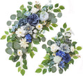 Wedding Welcome Signs Floral(Pack of 2)，Wedding Arch Flowers for Wedding Decorations and Reception Backdrop Decoration (Blue)