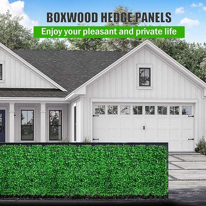 12 Pieces 24"x 16" Artificial Boxwood Panel, Grass Wall Panel, Boxwood Hedge Wall Panels UV Protected Suitable for Artificial Green Wall Decor, Fence Garden Wedding Backyard Decor