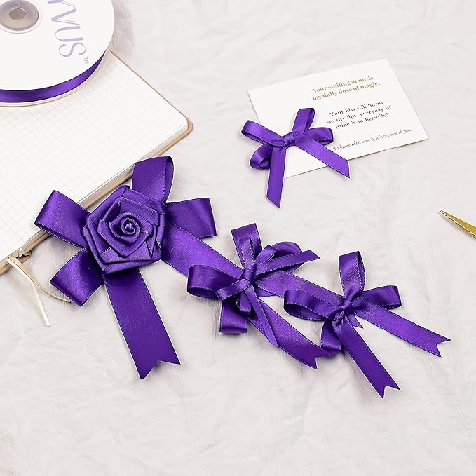 Purple Satin Ribbon, Double Faced 1/2 Inch X 50 Yards Purple Ribbon, Premium Satin Ribbon for Gift Wrapping, Crafts, Hair Bow Making, Sewing, Flower Bouquet, Wedding Party Decor