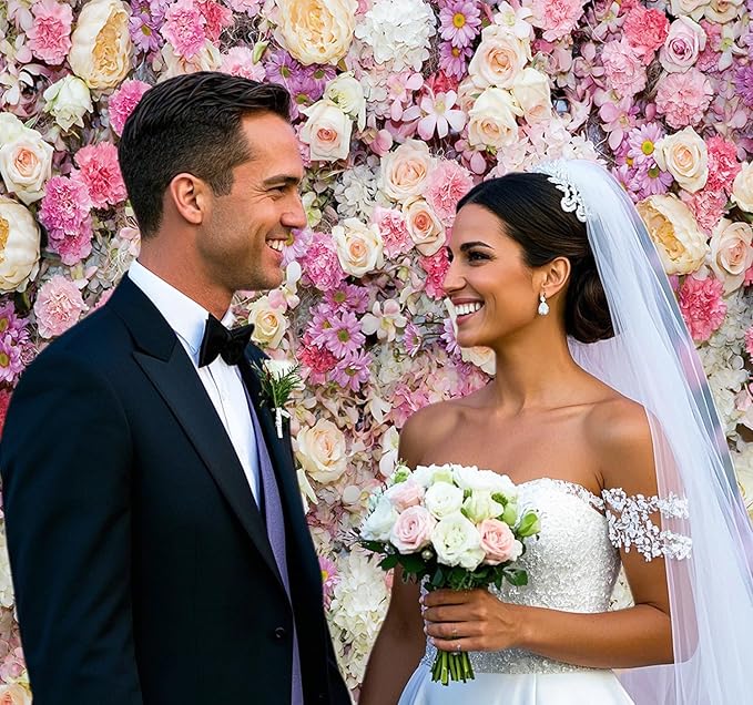 15x10ft Pink Rose Floral Flower Wall Backdrop Girls Wedding Birthday Bridal Shower Kids Portrait Background Photoshoot Cake Table Tea Party Photoshoot Decorations Photo Studio Props