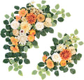 Pack of 2 Wedding Arch Decorations Artificial Hanging Flowers Floral Swag for Wedding Welcome Sign Backdrop Balloon Arch Home Party Bridal Ceremony Reusable(Orange)