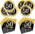 40Pcs 50th Birthday Decorations Black and Gold Cheers to 50 Years Plates and Napkins Sets Party Supplies for 20 Guests 50th Birthday Decorations Men Women
