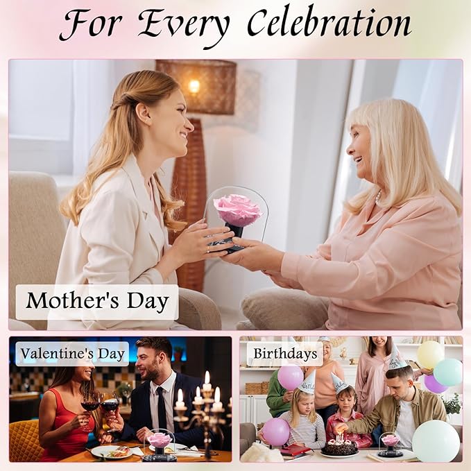 Preserved Roses,Forever Fresh Flowers 4.72in,Gift for Women,Mom,Grandma,Wife,Girlfriend,Sister,and Daughter Perfect for Birthday,Mother’s Day,Valentine’s Day (Soft Blossom5)