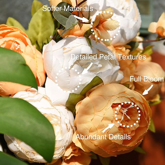 FiveSeasonStuff Vintage Artificial Peonies Silk Flowers and Hydrangeas for Wedding Bridal Home Décor – Beautiful Floral Centerpiece Arrangement Decoration with 2 Bouquets (Summer Breeze)
