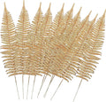 CATTREE Artificial Gold Plants Large Fern Leaves Tall 23" - 10 Pack, Fake Boston Ferns Golden Plant Decorations Plastic Faux Foliage Shrubs Simulated Leaf for Party Wedding Table Centerpiece DIY Décor