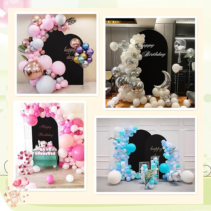 6.6FT Black Arch Backdrop Cover - Polyester Fitted Wedding Arch Stand Covers Round Top Chiara Arch Backdrop Cover for Birthday Party Banquet Photo Background Decoration