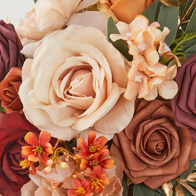 Ting's time Wedding Arch Flowers Set of 2 Flower Swag Arrangements Burnt Orange Wedding Welcome Signs Terracotta Flowers for Wedding Ceremony and Reception Backdrop