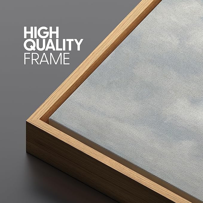 SIGNFORD Extra Large Framed Canvas Print Wall Art Blue Sky with Fluffy Clouds Tranquil Minimal Sky Scene Illustrations Modern Art Relax/Calm Warm for Living Room, Bedroom, Office - 60"x30"
