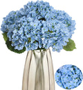 Kimura's Cabin 5Pcs 21inch Realistic Blue Artificial Hydrangea Flowers Real Touch Faux Hydrangeas with Stem Bouquet for Wedding Home Baby Shower Party Table Centre Decoration(Blue)