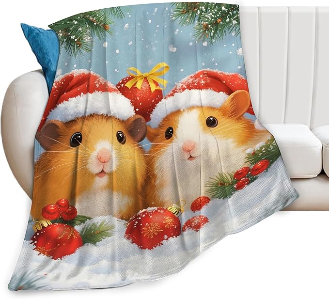 Guinea Pig Blanket Cute Christmas Guinea Pig Throw Blanket Soft Cozy Fleece Fuzzy Stuffed Plush Flannel Gifts for Girls Women Boys Kids Adults 40''x50''