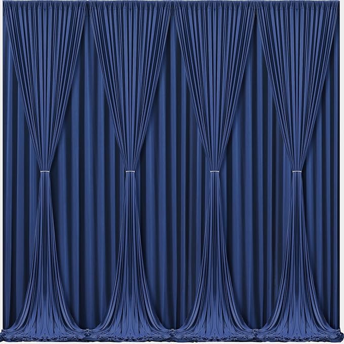Navy Blue Backdrop Curtains-Wrinkle-Free Navy Blue Curtains Polyester Photography Drapes Wedding Background for Baby Shower Birthday Graduation Party Decorations - 40 X10FT