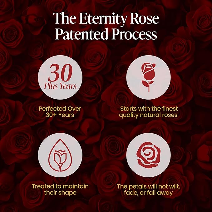 The Eternity Rose 6-Piece Preserved Roses in a Luxury Gift Box – Real Roses in Black Heart Box – A Valentine’s Gift as Everlasting as Your Love