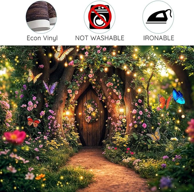 15X10ft Enchanted Forest Backdrop Fairy Tale Garden Wonderland Floral Butterfly Photography Background for Kids Girl Baby Shower Birthday Party Decoration Banner Cake Table Photo Booth Props