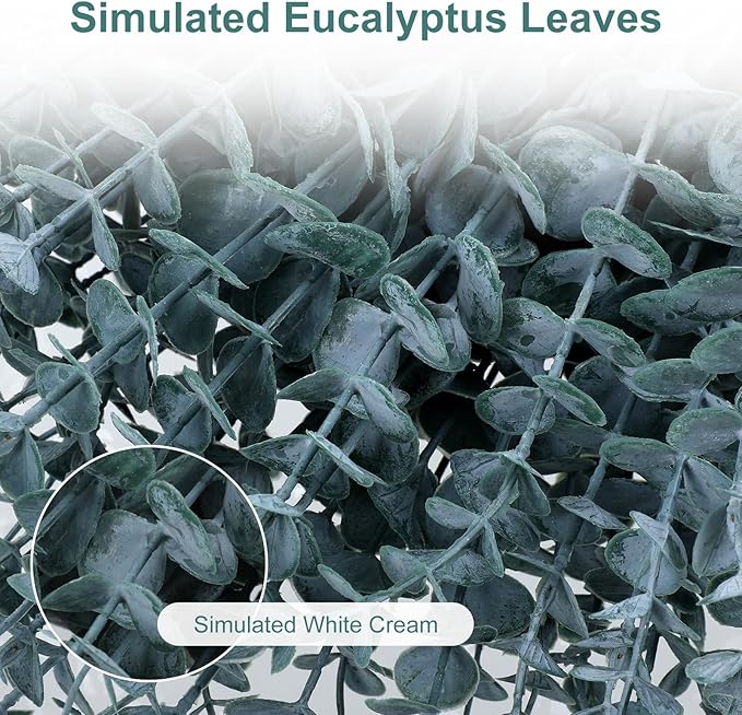 100 Pcs Faux Eucalyptus Stems - Realistic Dark Green Artificial Greenery for Wedding Centerpieces, Flower Bouquets, Farmhouse & Home Decor, Fake Eucalyptus Stems for Lush Arrangements