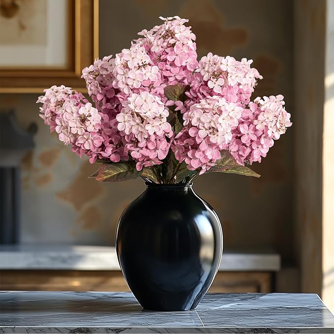 Fake Flowers Hydrangea Silk Flowers With Stems White Flowers Fake Flowers In Vase Hydrangea Artificial Flowers Winter Flowers Artificial For Decoration Vase Decor （ Pink ）24"8PCS Wthout Vase
