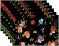 Vintage Rose Peony Flowers Placemats Set of 6 Place Mats for Kitchen Table Washable Farmhouse Linen Table Mats Dining Decoration 12x18 Inch