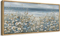 SIGNFORD Extra Large Framed Canvas Print Wall Art Coastal Wildflowers Beach Meadow Landscape llustrations Modern Art Relax/Calm Warm for Living Room, Bedroom, Office - 60"x30"