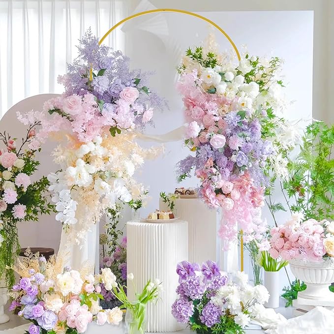 Asee'm 6.6FT Metal Arch Backdrop Stand Gold Arched Backdrop Frame for Wedding Party Ceremony Birthday Bridal Baby Shower Garden Floral Balloon Arch Decoration