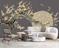 Golden Branches Butterflies Moon Wall Mural Wallpaper for Bedroom 103" x 69"