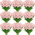 Janinka 100pcs Artificial Tulip Flowers Fake PU Tulips Faux Latex Bouquet Flower Centerpieces Arrangement Floral for Mother Day Wedding Spring Decorations (Light Pink)