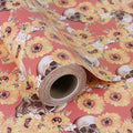 Aimyoo Orange Skull Sunflower Wrapping Paper Jumbo Roll 17 in x 60ft, Horror Gothic Gift Wrap Paper for Halloween Wedding Bridal Shower