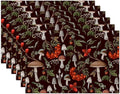 Mushrooms Berries and Plants Placemats Set of 6 Washable Table Mats for Kitchen Dining Table,Heat-Resistant Botanical Place Mats for Indoor Outdoor Party Holiday Decoration