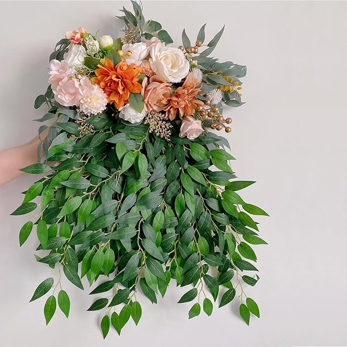 56pcs Italian Ruscus Greenery 68cm Artificial Greenery Stems Leaf Greenery Garland for Wedding Arch Flowers Centerpieces Balloon Arch Home Decor