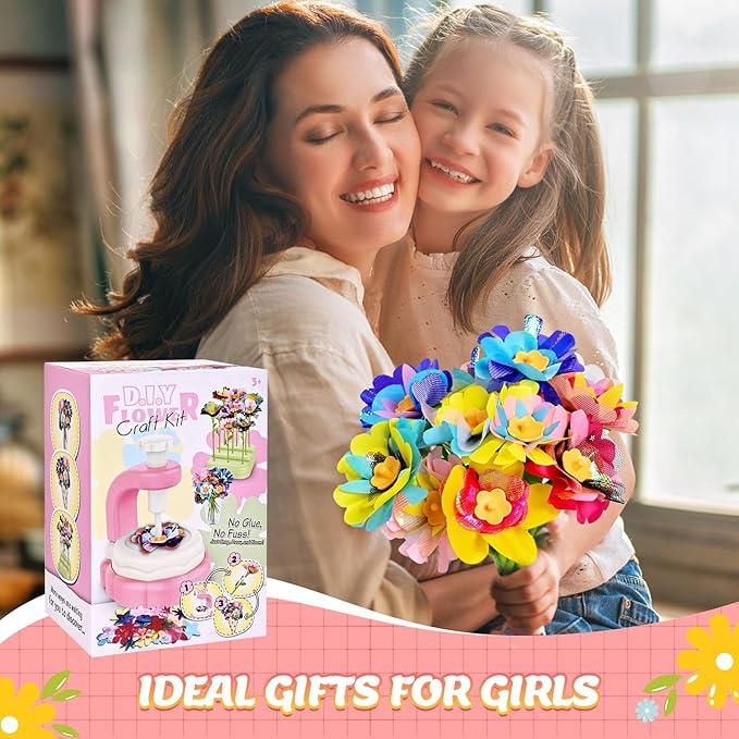 Oviovioi Fabric Flower Bouquets Toys, Arts & Crafts for Kids - Flowers Market Toys,Build Your Flower Bouquet, DIY Toddler Craft Kits for Girls Ages 4 5 6,Ideas Birthday Gifts