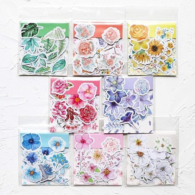 Knaid Flower Stickers Set (360 Pieces) Decorative Assorted Floral Sticker for Scrapbooking Planner Bullet Journals Supplies