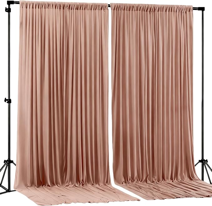 Nude Blush Backdrop Curtains-Wrinkle-Free Polyester Photography Drapes Party Curtain Background for Baby Shower Wedding Decorations- 8 X10FT