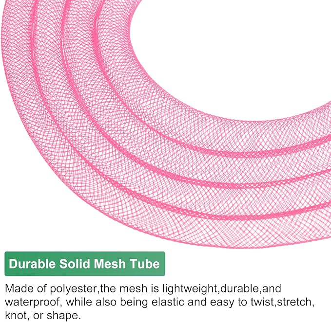 Mesh Tube Ribbon 25 Yards, 10mm Elastic Fabric Ribbons Mesh Tubing for Crafts/Gift Wrapping/Flower Bouquets/Wedding/Birthday/Holiday/Wreaths Christmas/Decoration[Peach]