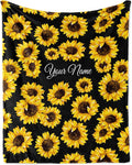 Jekeno Sunflower Gifts for Women Mom Personalized Sunflower Blanket Custom Blanket with Name Flannel Blankets Customized Throw for Women Girls Kids 50"x60"