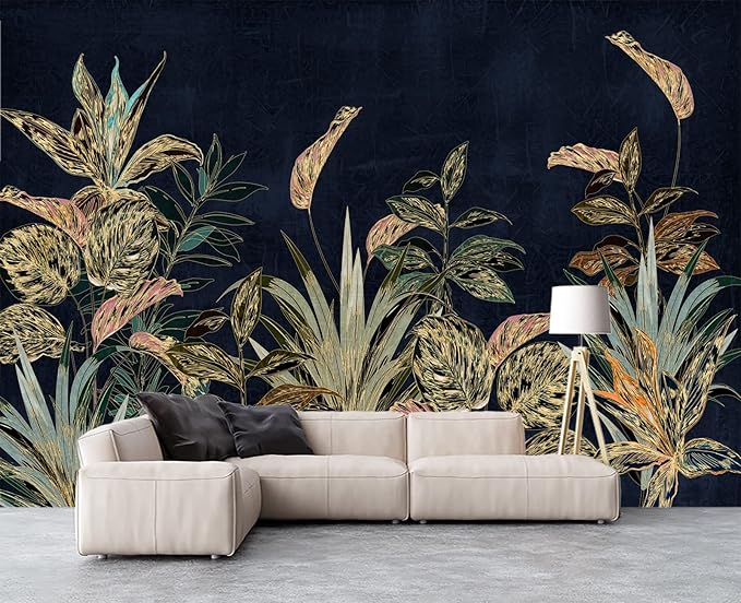 Tropical Plant Flowers and Leaves Wallpaper for Bedroom 103" x 69"