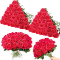 80 Pcs Roses Artificial Flowers, Silk Red Artificial Flowers Petals Long Stem Roses for Wedding Bouquet Home Party Decor