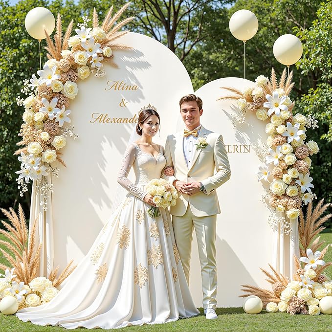 Ivory Arch Backdrop Covers - 7.2FT, 6FT Spandex Fitted Wedding Arch Stand Covers Round Top Chiara Arch Backdrop Cover for Wedding Birthday Party Decoration