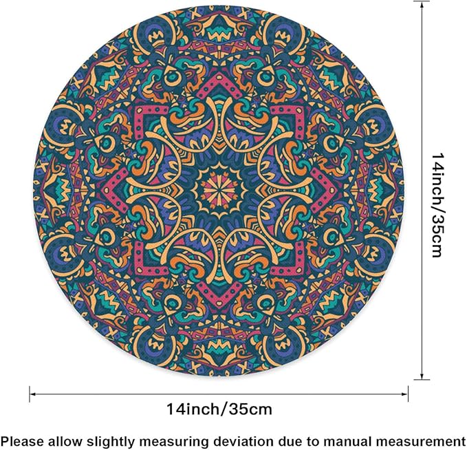 Mandala Round Placemat Set of 4 Elegant Linen Table Mats for Dining, Heat Resistant, Stain Resistant Perfect for Dinner Parties, Restaurants, and Everyday Use