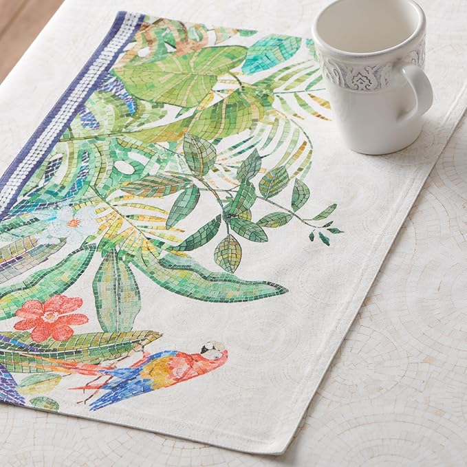 Maison d' Hermine Placemats 100% Combed Cotton Premium Set of 4 Dinner Placemat, Decorative Washable Cloth Placemat, Dining, Buffet Parties & Camping - Mosaic (13"x19")